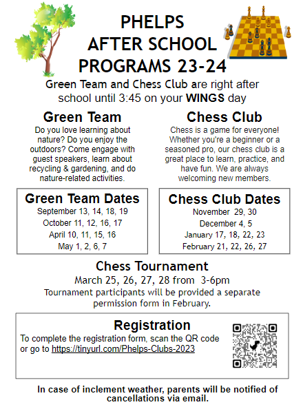 After School Programs: Green Team and Chess Club